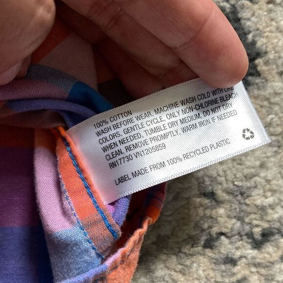 Boys Farmer Button Up Short Sleeve Shirt Orange Plaid size XS 4/5 - Picture 4 of 5